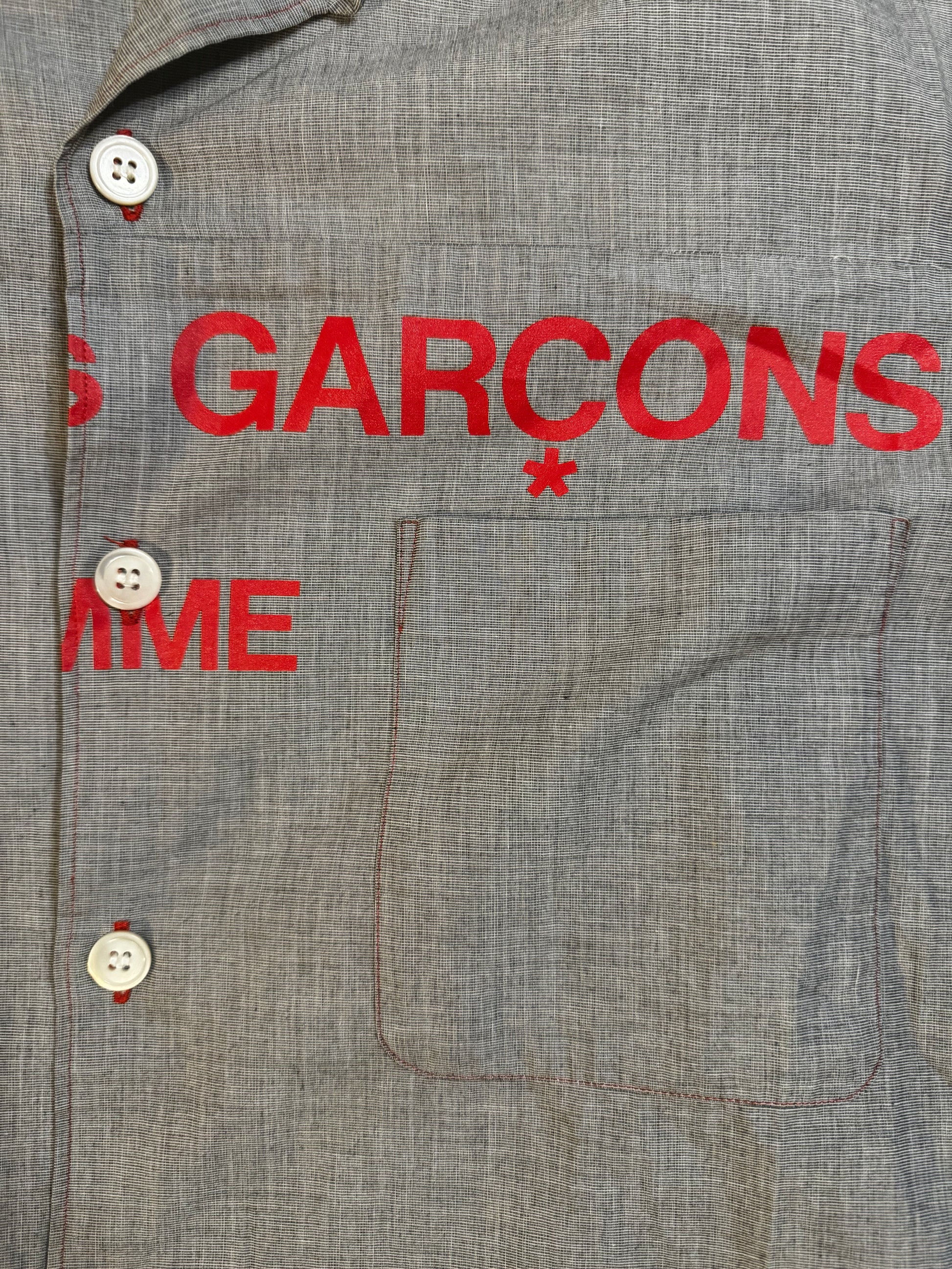 Comme Des Garçons Homme Split Logo Button Up Shirt – First Times Comme Des Garçons Homme Split Logo Button Up Shirt – First Times