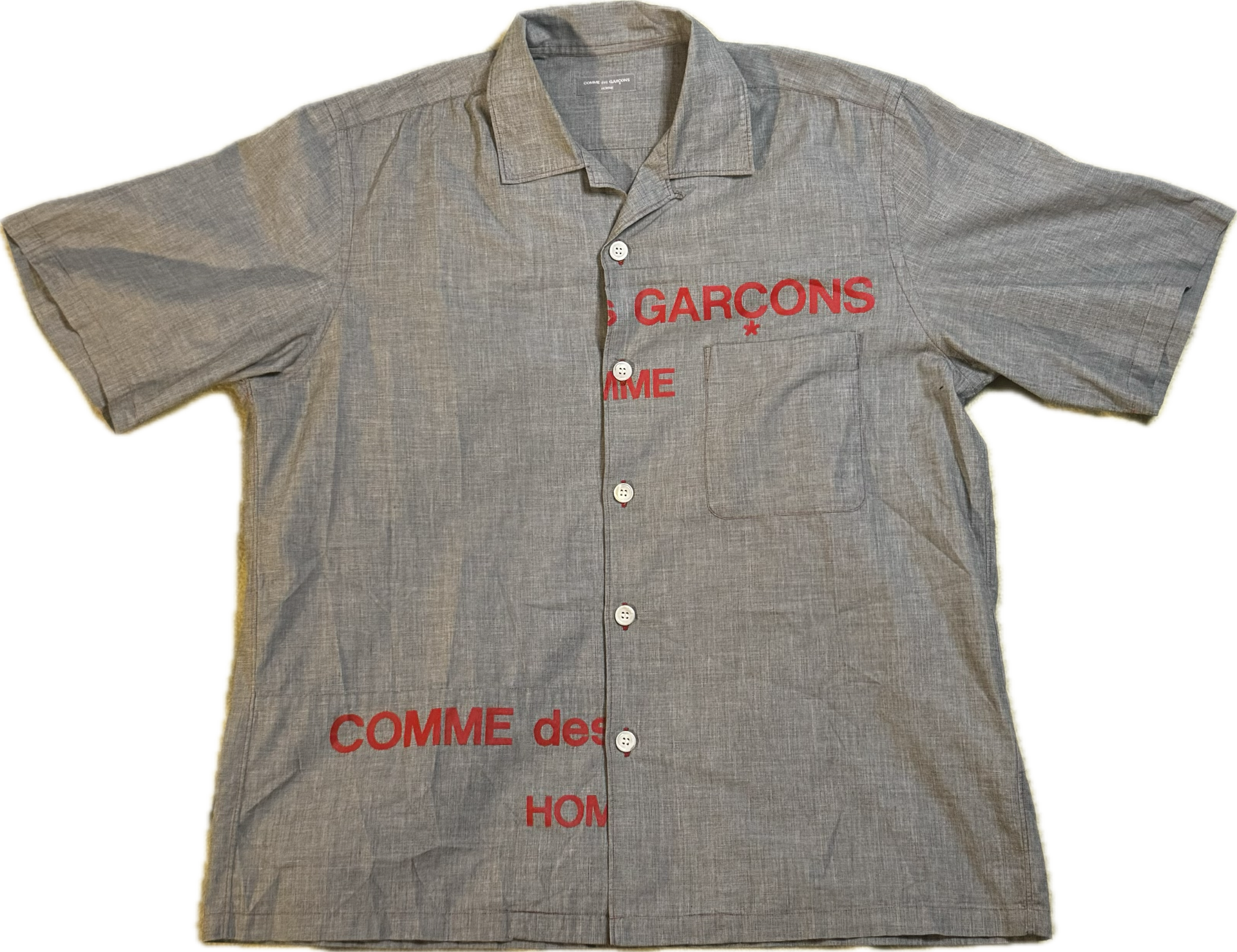 Comme Des Garçons Homme Split Logo Button Up Shirt – First Times Comme Des Garçons Homme Split Logo Button Up Shirt – First Times