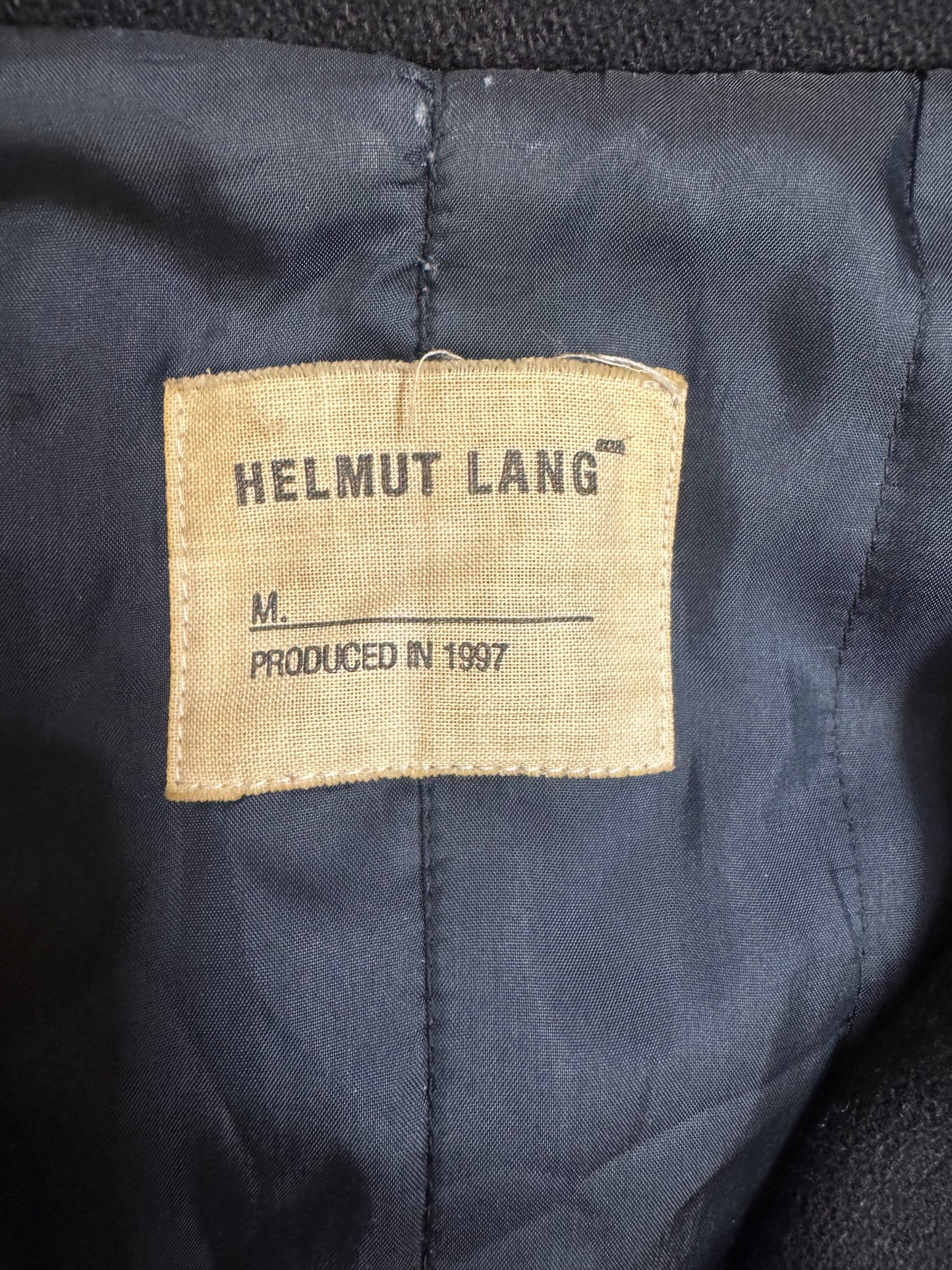 Helmut Lang 1997 Striped Wool Pea Coat