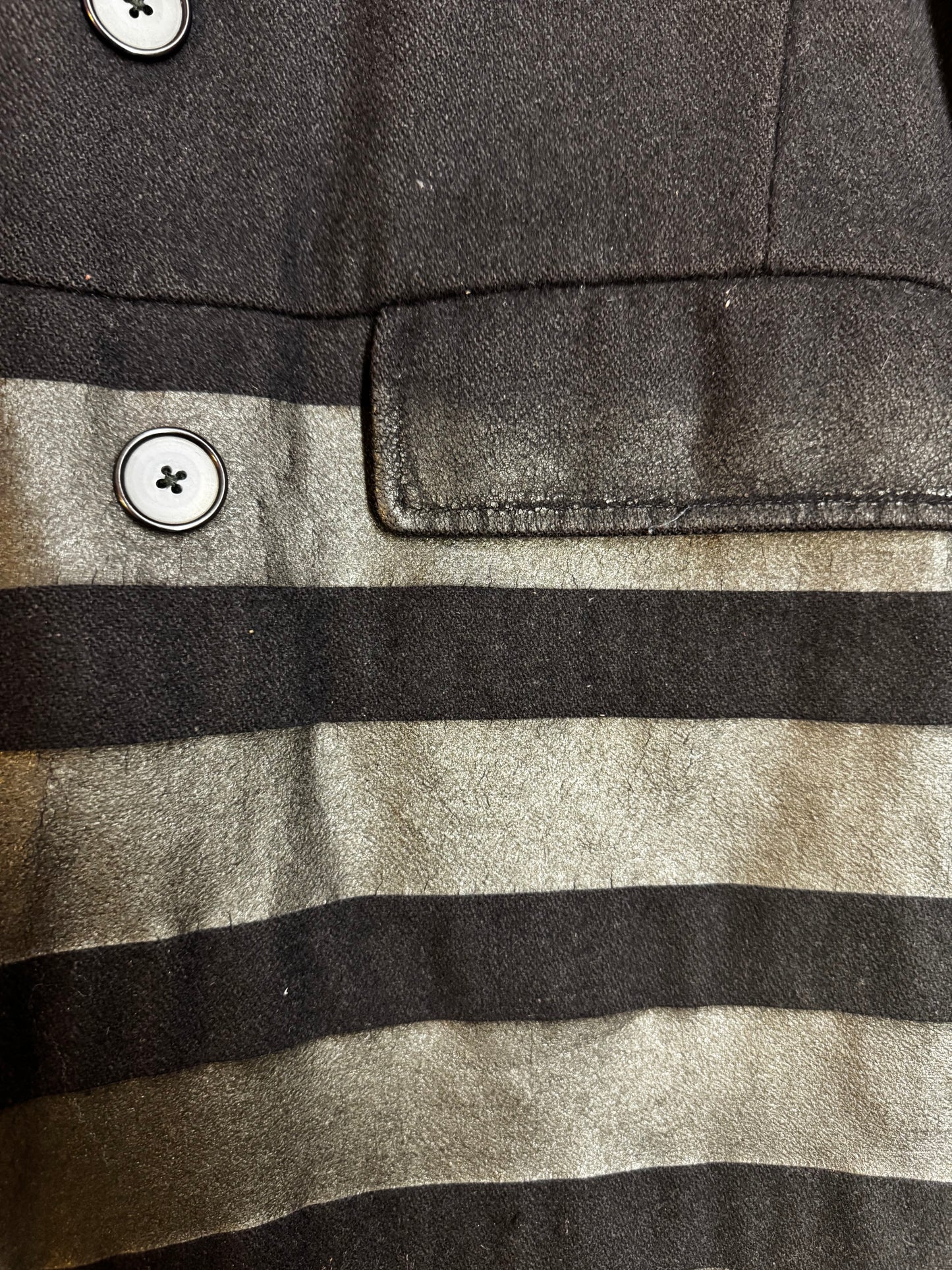 Helmut Lang 1997 Striped Wool Pea Coat