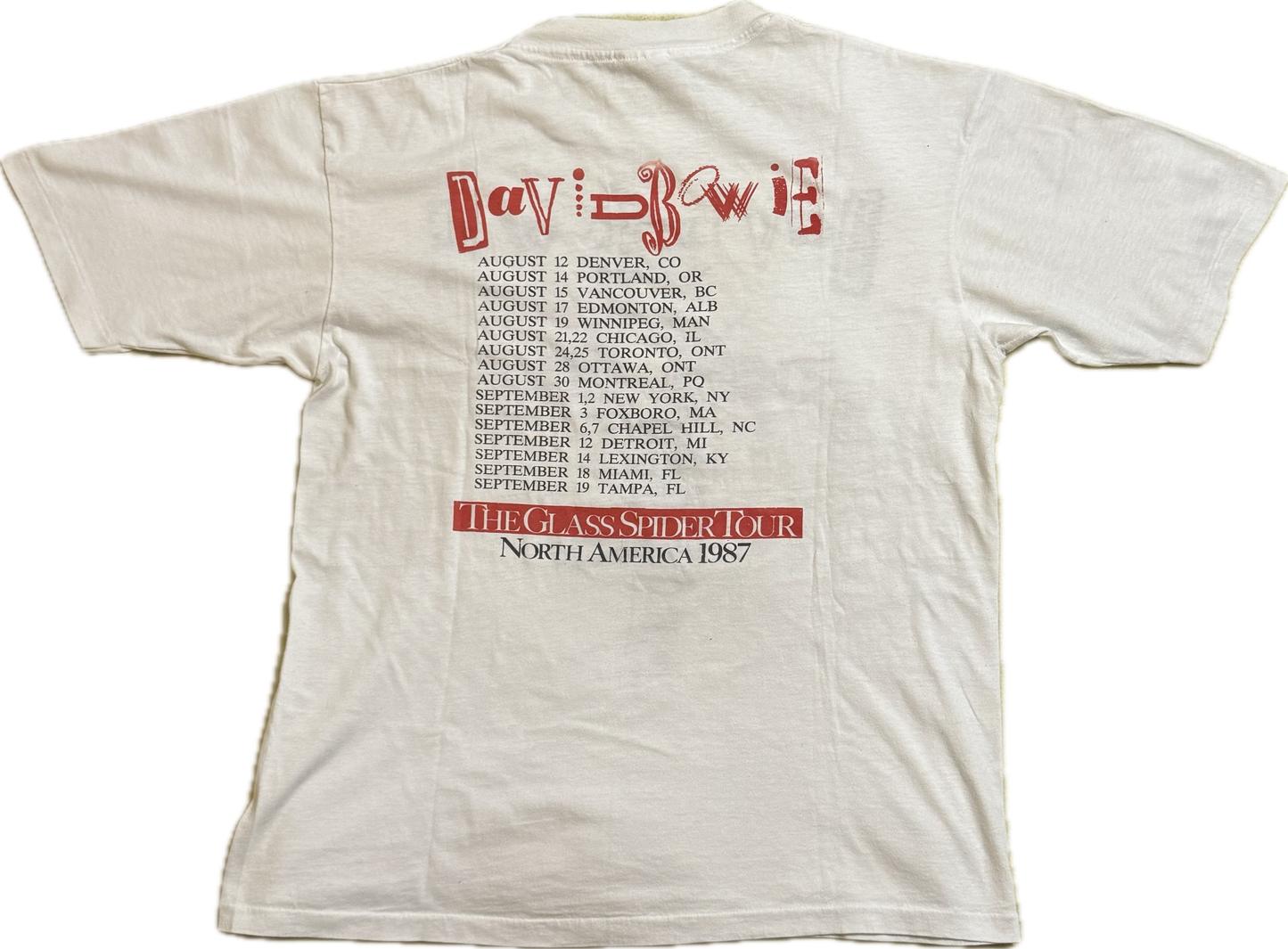 1987 David Bowie Tour Vintage T Shirt